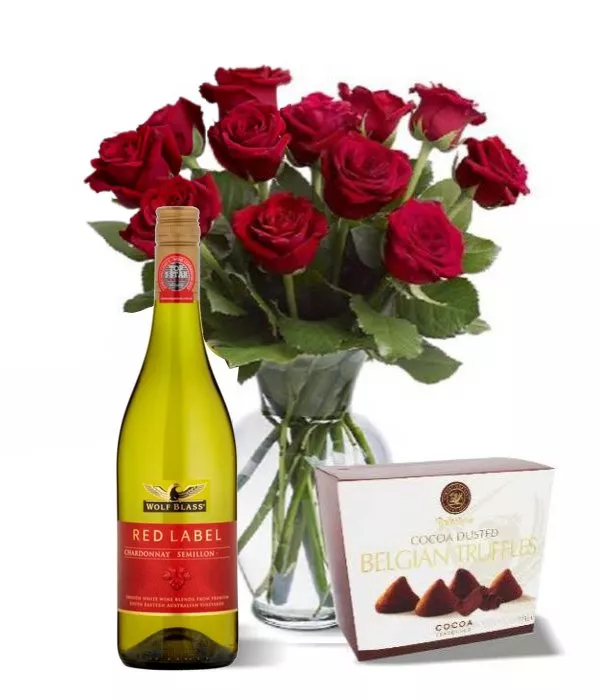 Dozen Red Roses, Wine & Truffles